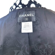 Chanel 2015 Bouclé Cropped Jacket Black White FR38