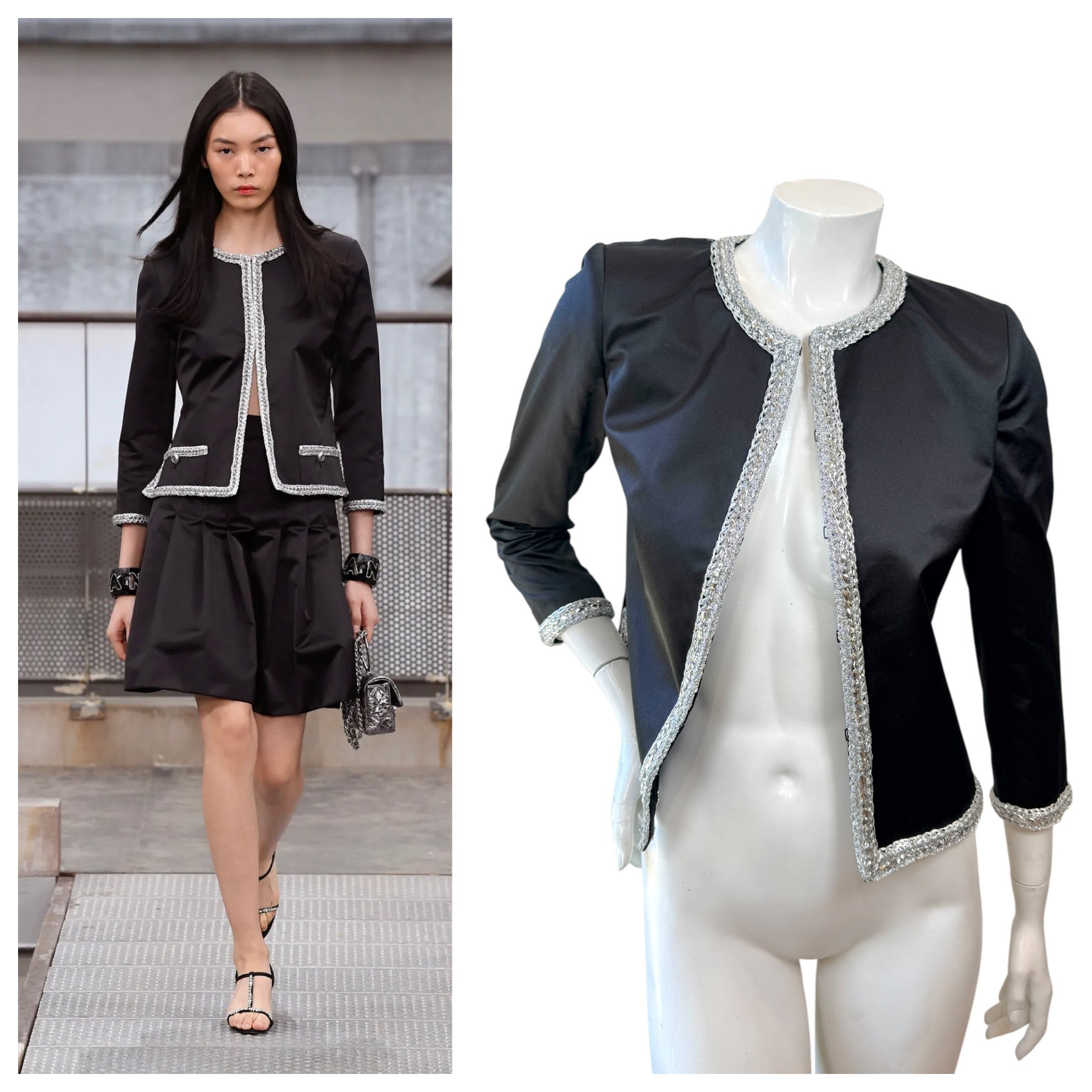 Chanel Runway Jacket Spring 2020 Look 65 Silk Size 34