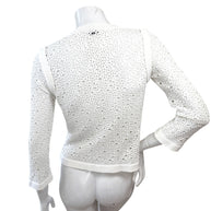 Chanel White Openwork Knit Cardigan Jacket CC Buttons