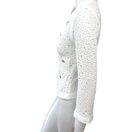 Chanel White Openwork Knit Cardigan Jacket CC Buttons