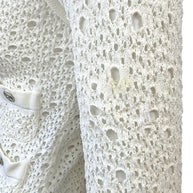Chanel White Openwork Knit Cardigan Jacket CC Buttons