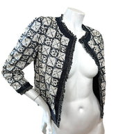 Chanel Sequin Cropped Jacket Black Ivory Size 34