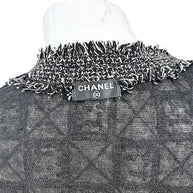 Chanel Sequin Cropped Jacket Black Ivory Size 34