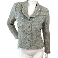 Vintage Chanel 1997A Confetti Tweed Jacket Grey FR36