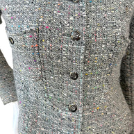 Vintage Chanel 1997A Confetti Tweed Jacket Grey FR36