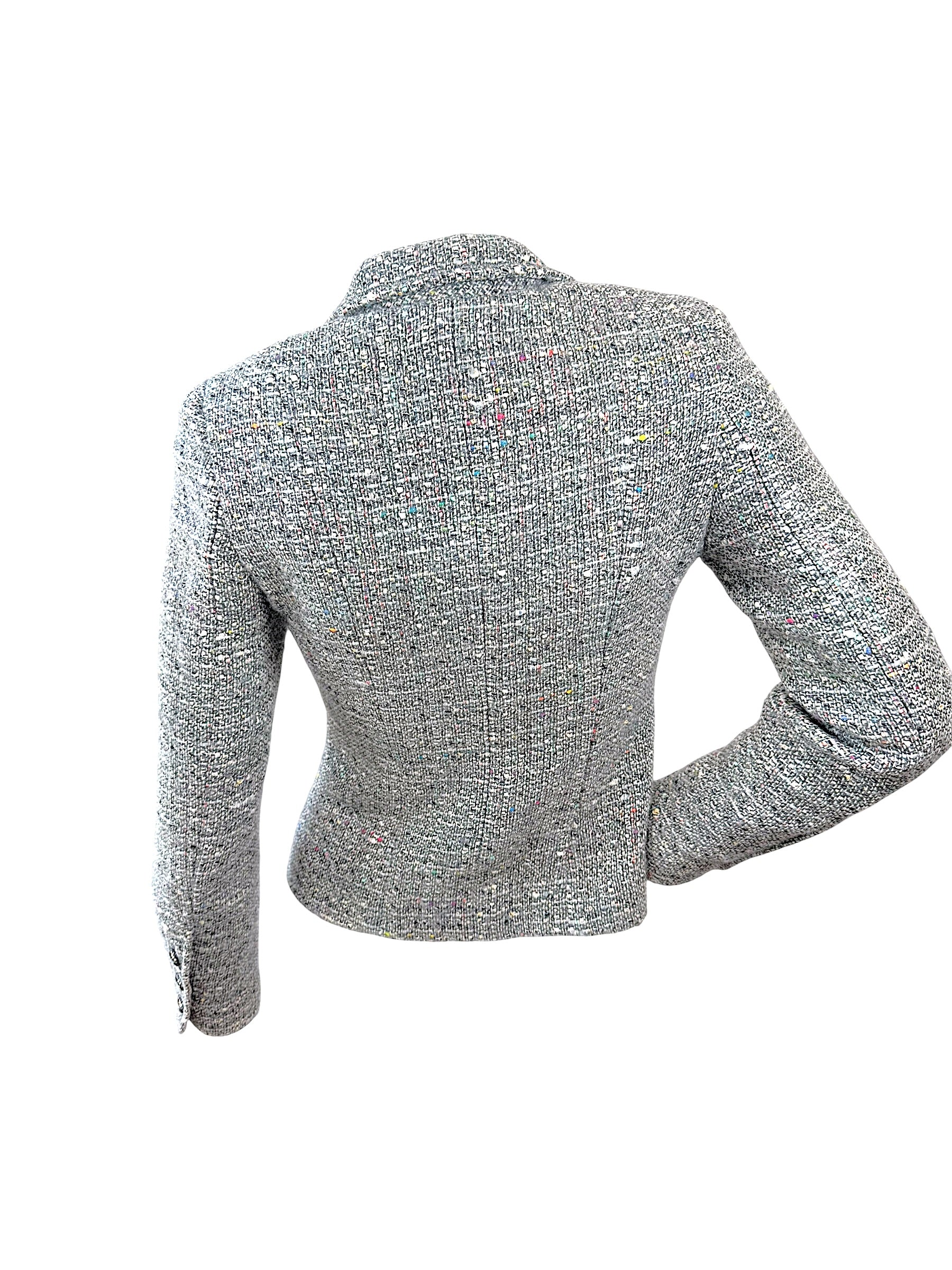 Vintage Chanel 1997A Confetti Tweed Jacket Grey FR36