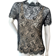 Chanel Black Lace Blouse & Silk Camisole Set FR34
