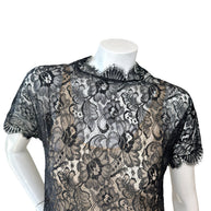 Chanel Black Lace Blouse & Silk Camisole Set FR34