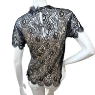 Chanel Black Lace Blouse & Silk Camisole Set FR34