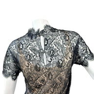 Chanel Black Lace Blouse & Silk Camisole Set FR34
