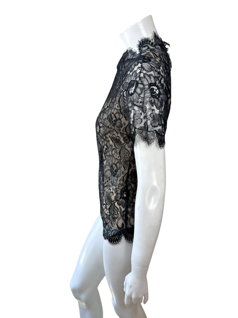 Chanel Black Lace Blouse & Silk Camisole Set FR34