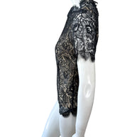 Chanel Black Lace Blouse & Silk Camisole Set FR34