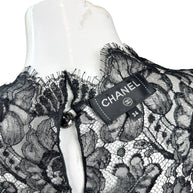 Chanel Black Lace Blouse & Silk Camisole Set FR34