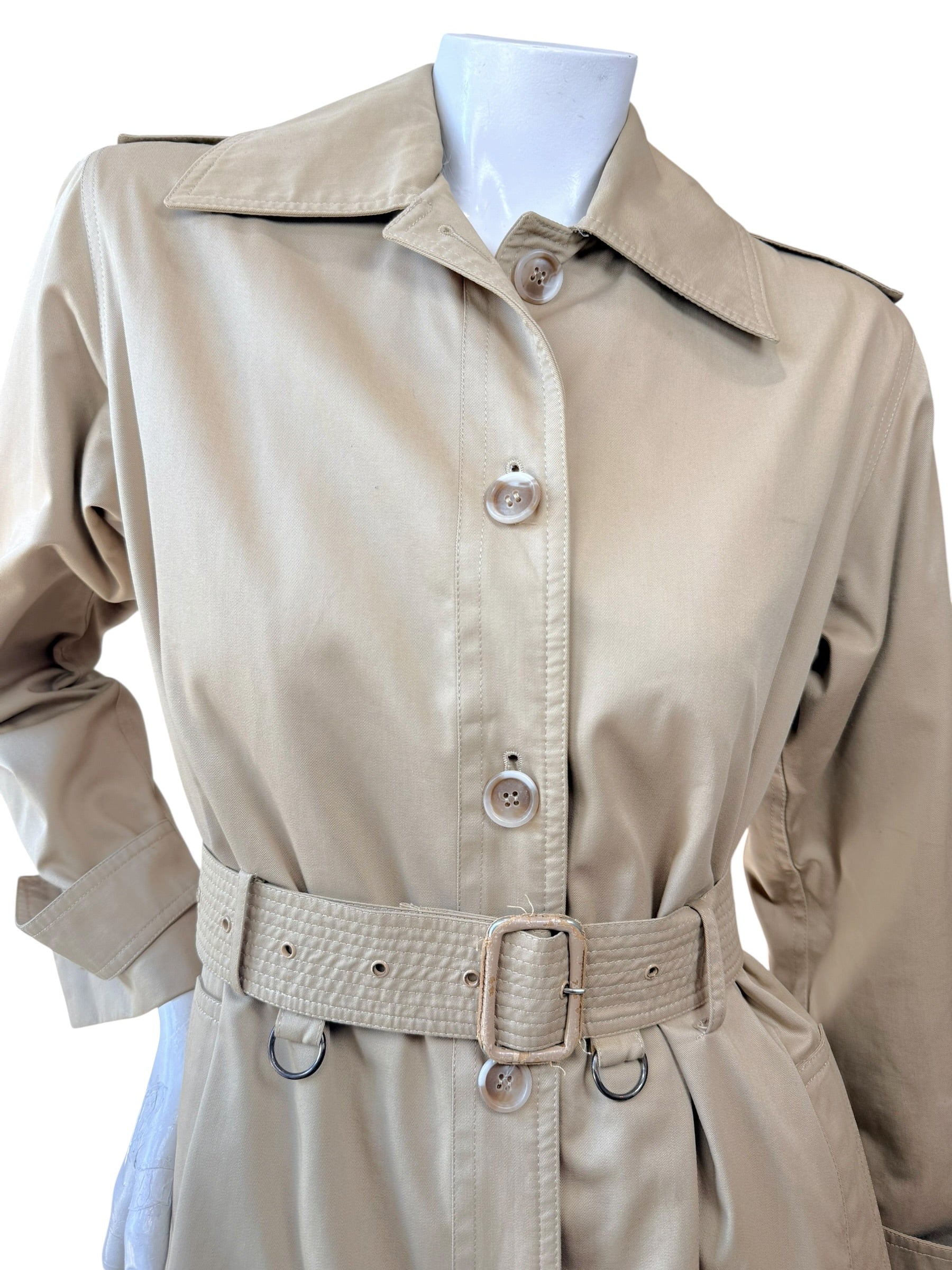 Vintage Saint Laurent Rive Gauche Beige Belted Trench Coat
