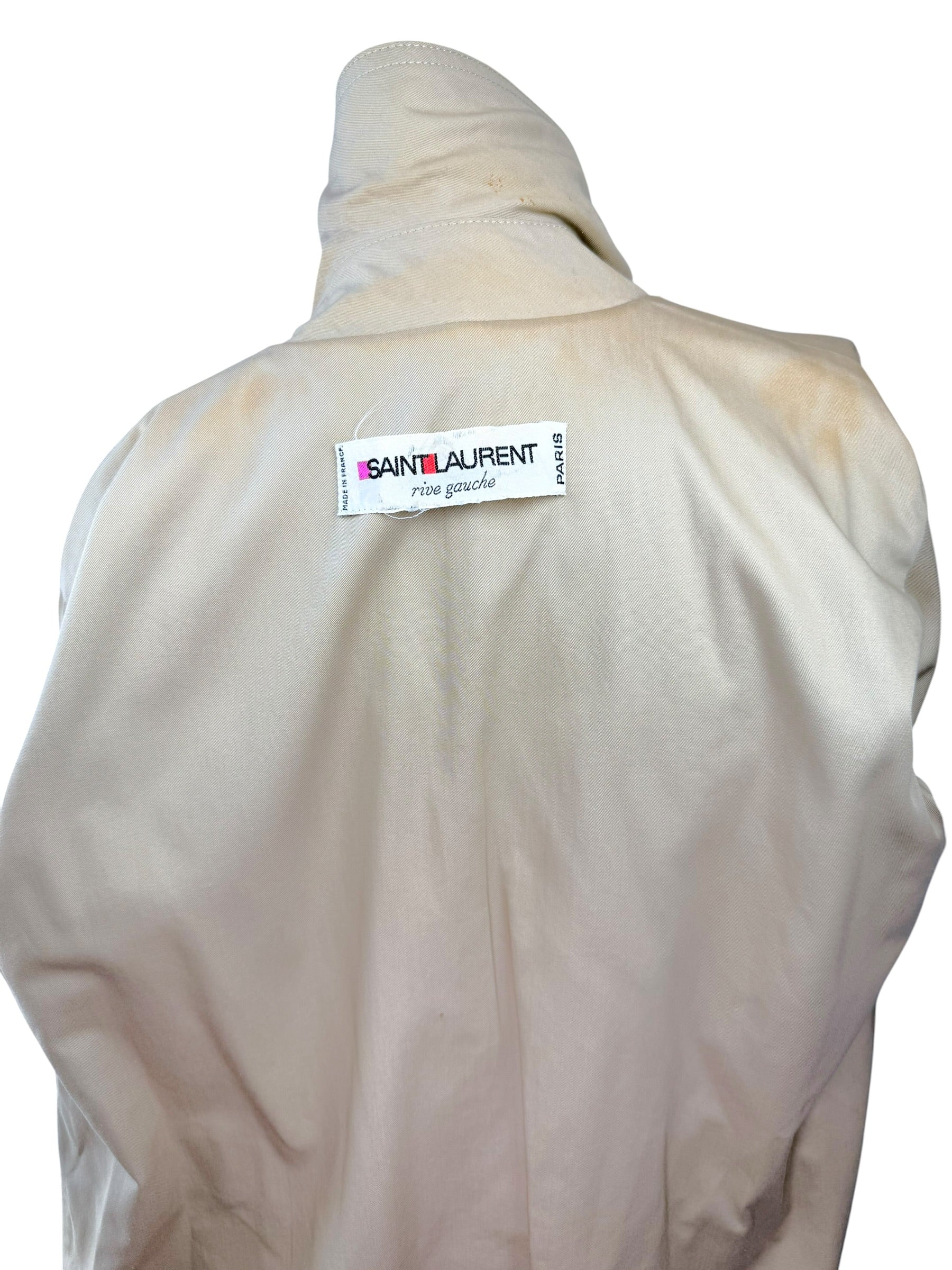 Vintage Saint Laurent Rive Gauche Beige Belted Trench Coat