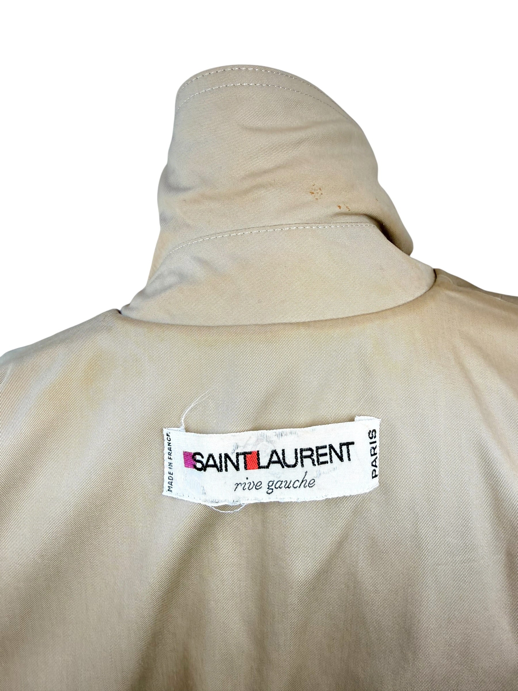 Vintage Saint Laurent Rive Gauche Beige Belted Trench Coat