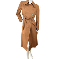 Vintage Gucci Camel Belted Trench Coat Silk Lined US 6