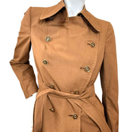 Vintage Gucci Camel Belted Trench Coat Silk Lined US 6