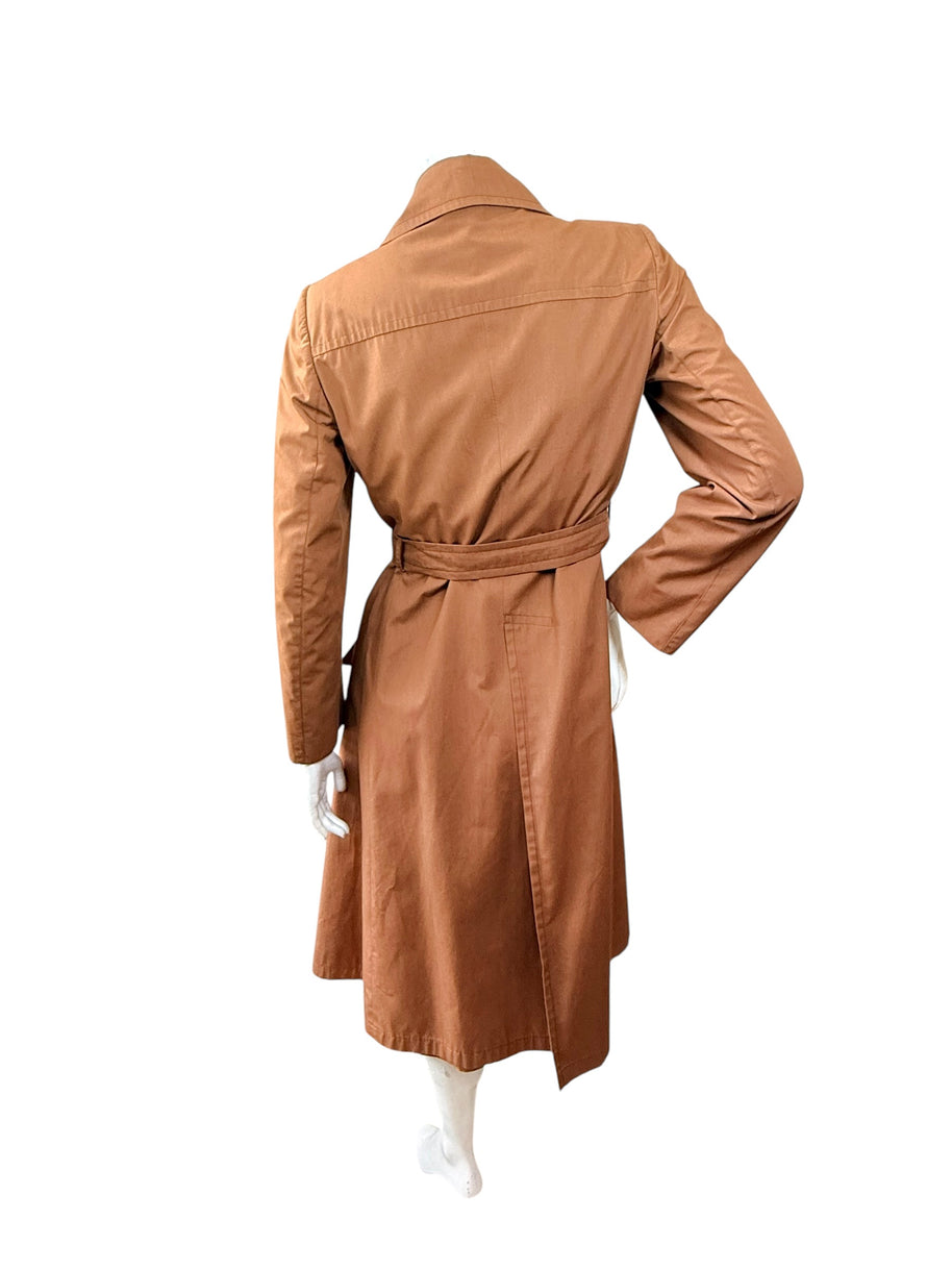 Vintage Gucci Camel Belted Trench Coat Silk Lined US 6