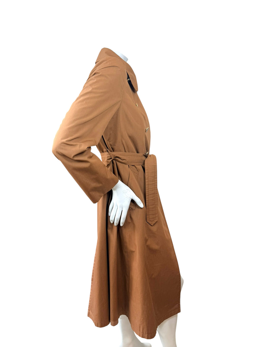 Vintage Gucci Camel Belted Trench Coat Silk Lined US 6