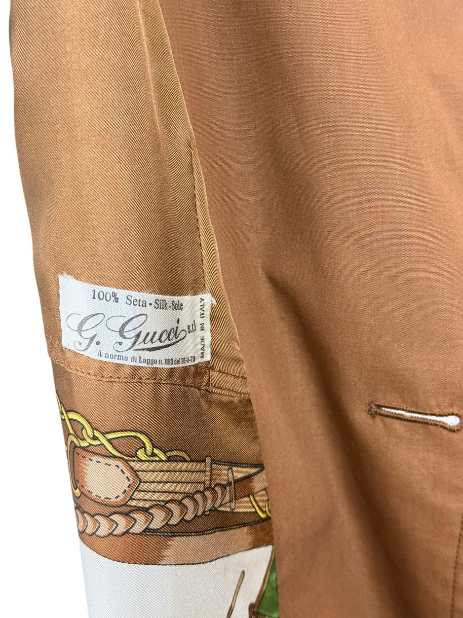 Vintage Gucci Camel Belted Trench Coat Silk Lined US 6