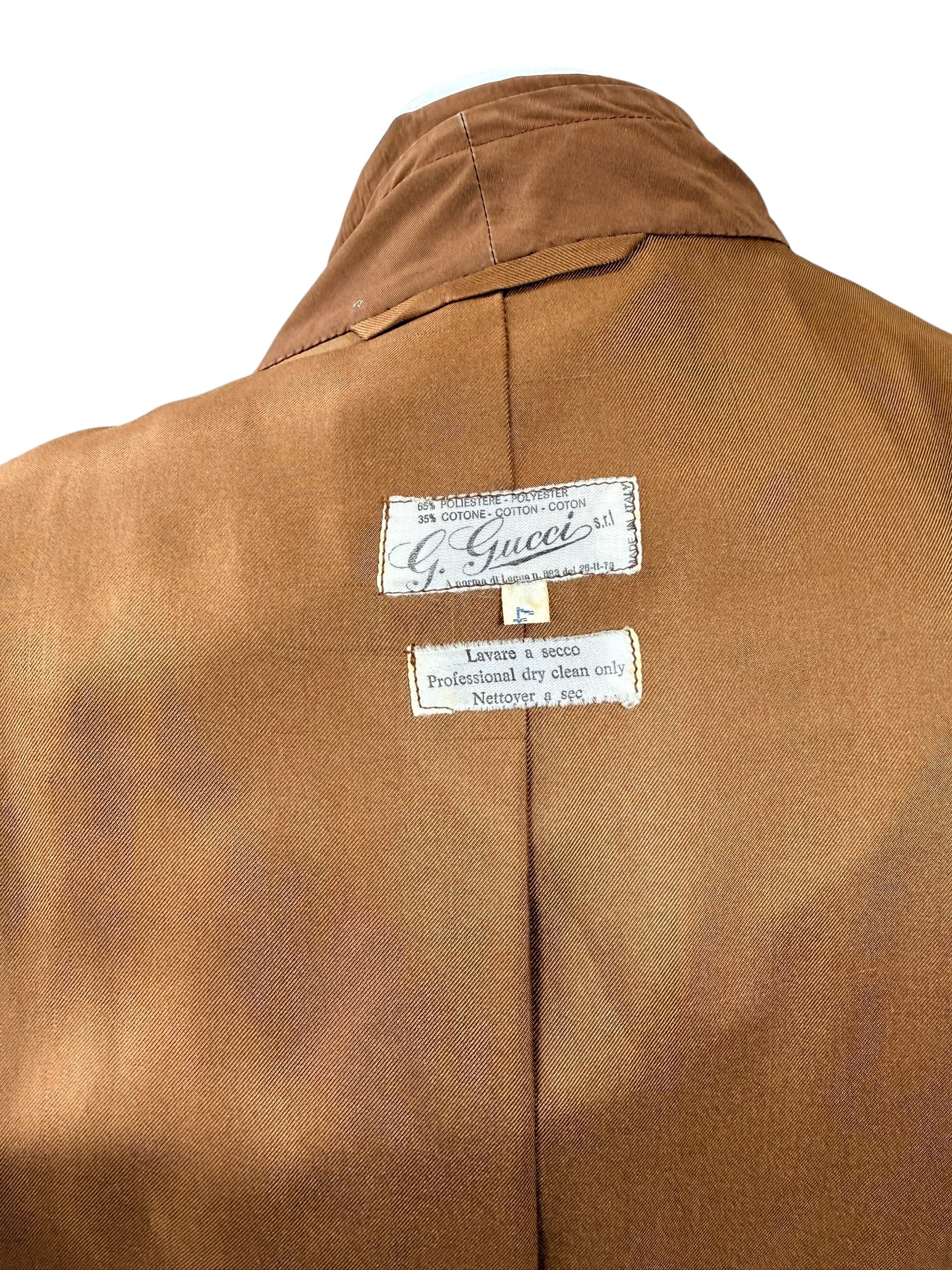 Vintage Gucci Camel Belted Trench Coat Silk Lined US 6