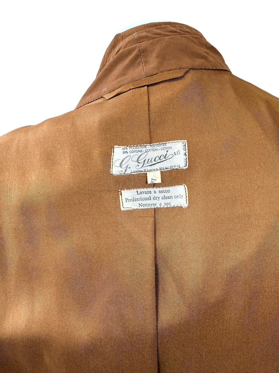 Vintage Gucci Camel Belted Trench Coat Silk Lined US 6