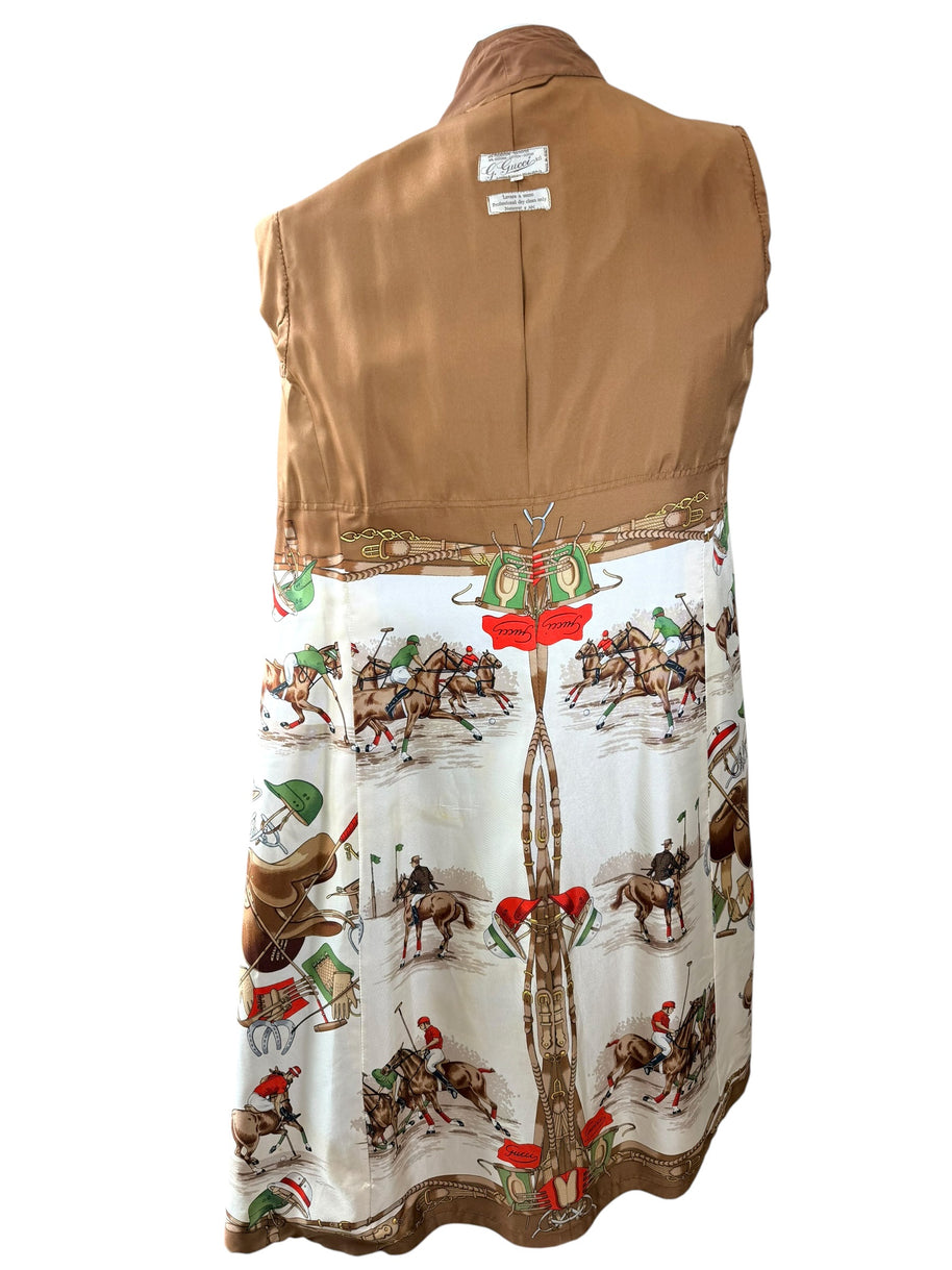 Vintage Gucci Camel Belted Trench Coat Silk Lined US 6
