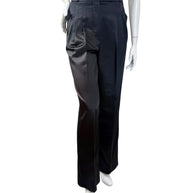 Chanel 2019 Black Silk Tailored Trousers CC Buttons FR36