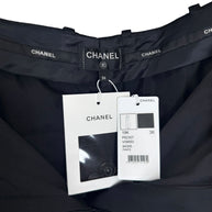 Chanel 2019 Black Silk Tailored Trousers CC Buttons FR36