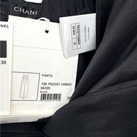 Chanel 2019 Black Silk Tailored Trousers CC Buttons FR36
