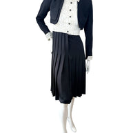 Chanel Pre-Fall 2016 Lace Bodice Pleated Dress & Cropped Jacket Set FR36