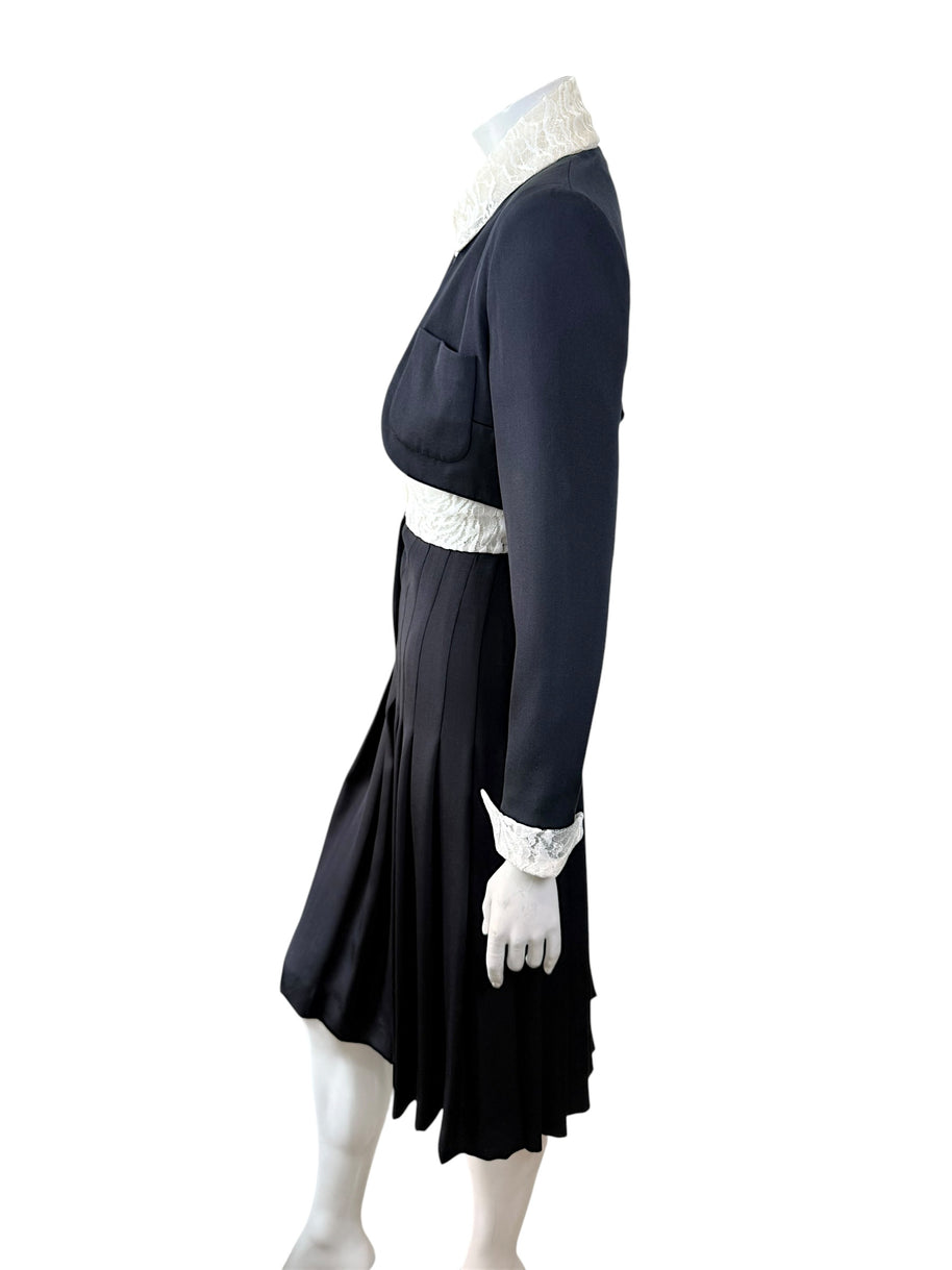 Chanel Pre-Fall 2016 Lace Bodice Pleated Dress & Cropped Jacket Set FR36