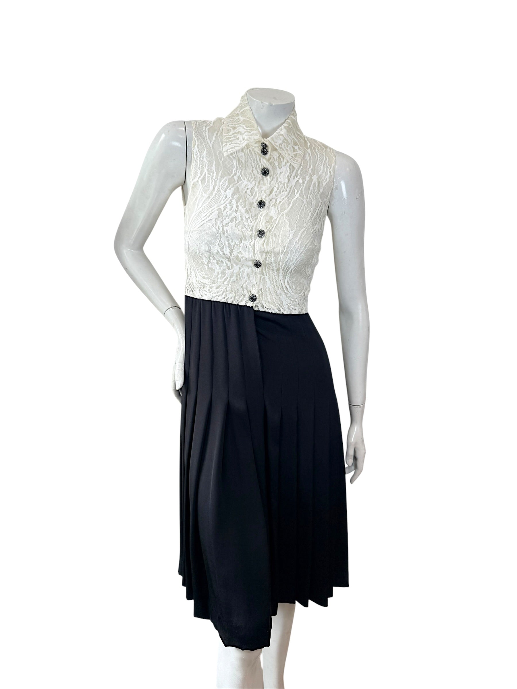 Chanel Pre-Fall 2016 Lace Bodice Pleated Dress & Cropped Jacket Set FR36