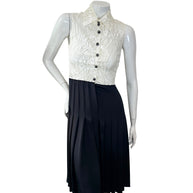 Chanel Pre-Fall 2016 Lace Bodice Pleated Dress & Cropped Jacket Set FR36