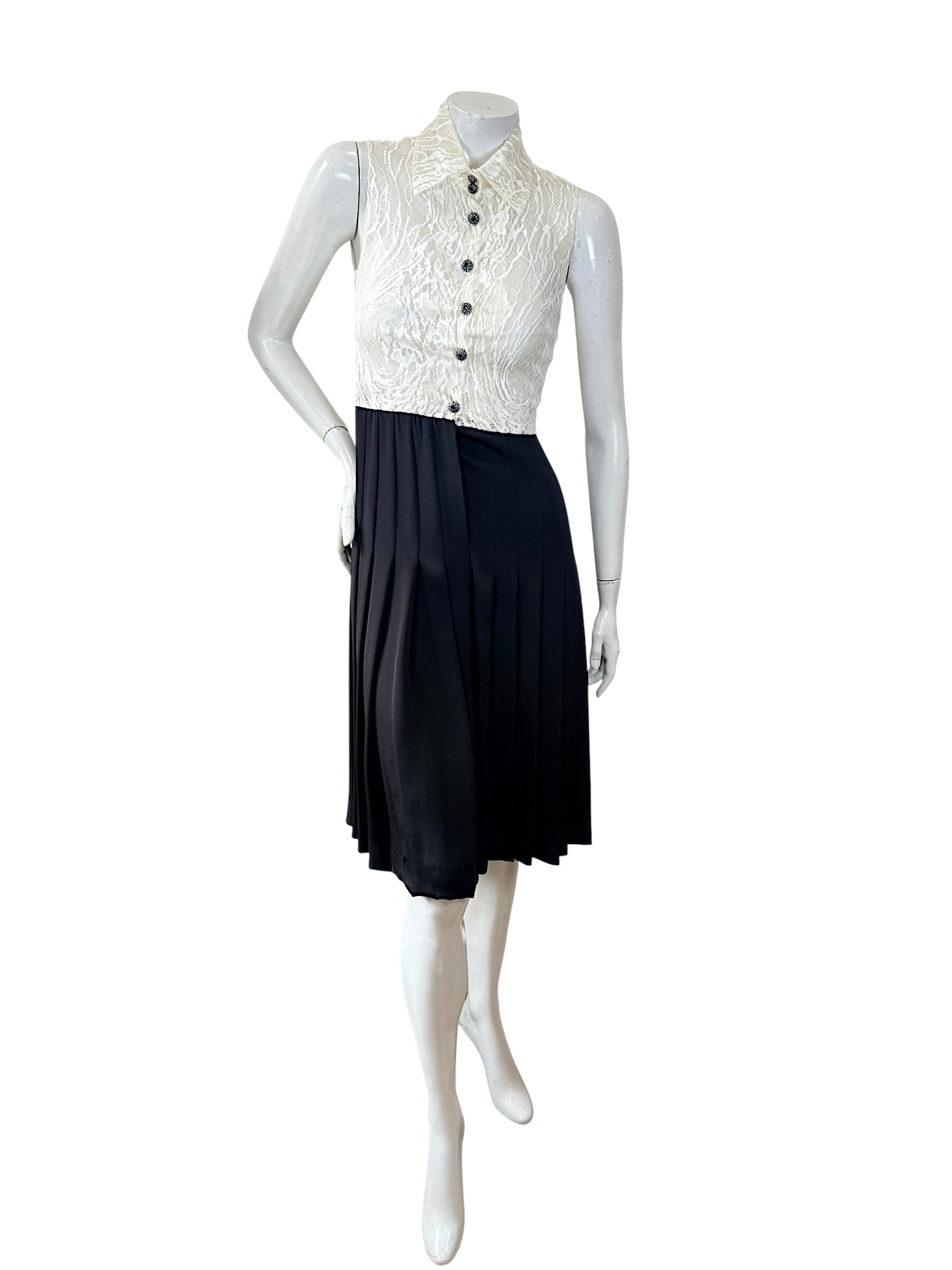 Chanel Pre-Fall 2016 Lace Bodice Pleated Dress & Cropped Jacket Set FR36