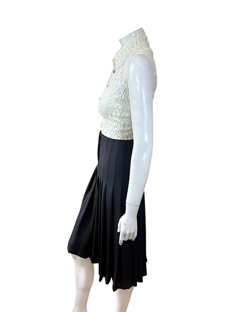 Chanel Pre-Fall 2016 Lace Bodice Pleated Dress & Cropped Jacket Set FR36