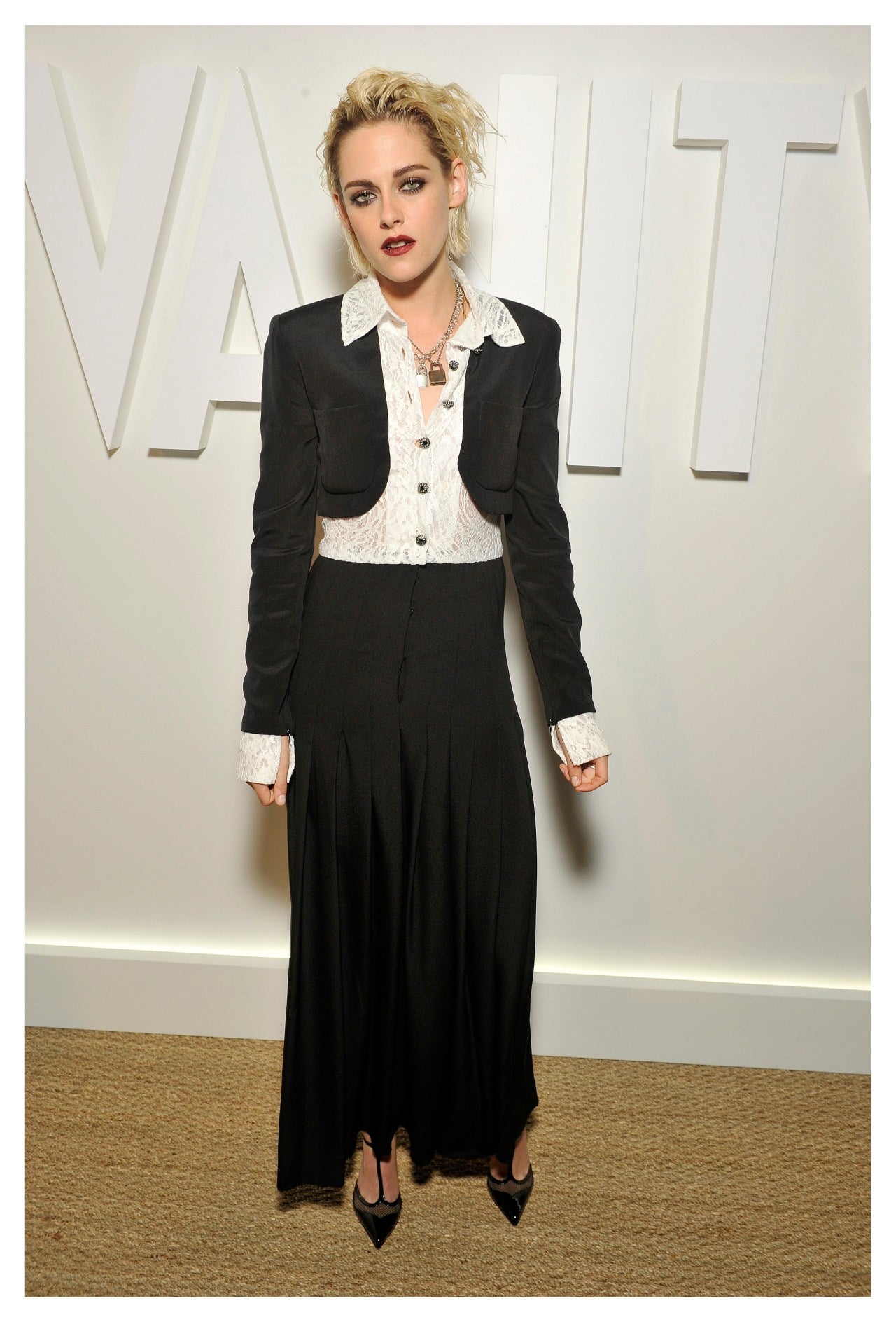 Chanel Pre-Fall 2016 Lace Bodice Pleated Dress & Cropped Jacket Set FR36