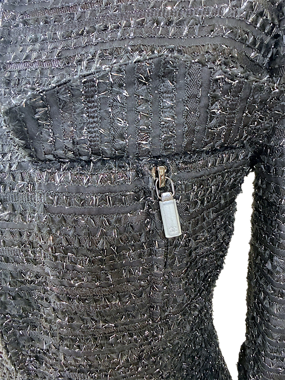 Chanel Runway Tweed Dress 2016K Look 80 Black Silver FR34 NWT