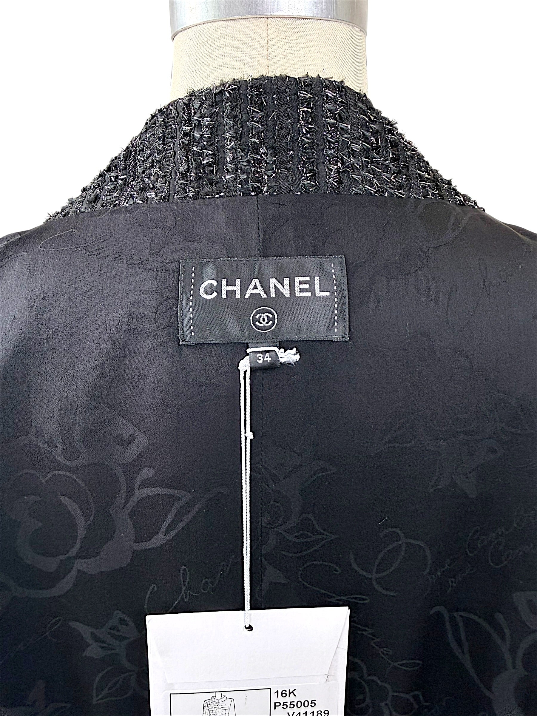 Chanel Runway Tweed Dress 2016K Look 80 Black Silver FR34 NWT