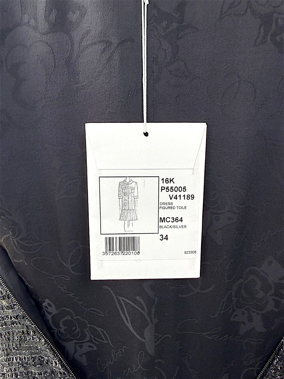 Chanel Runway Tweed Dress 2016K Look 80 Black Silver FR34 NWT