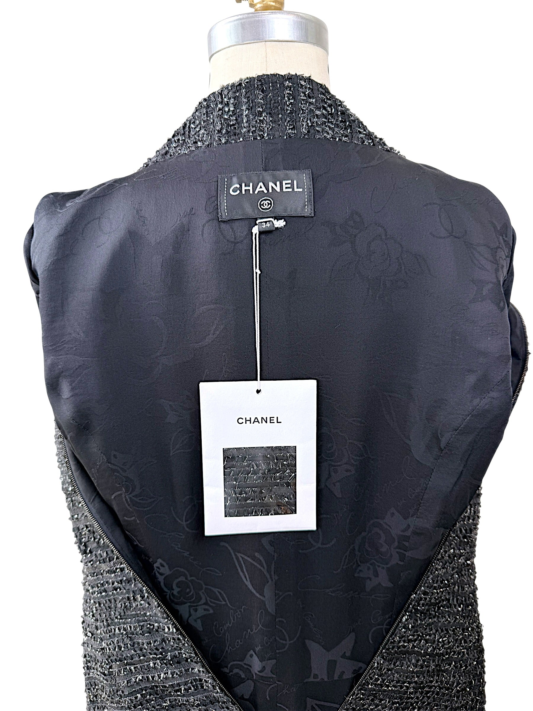 Chanel Runway Tweed Dress 2016K Look 80 Black Silver FR34 NWT