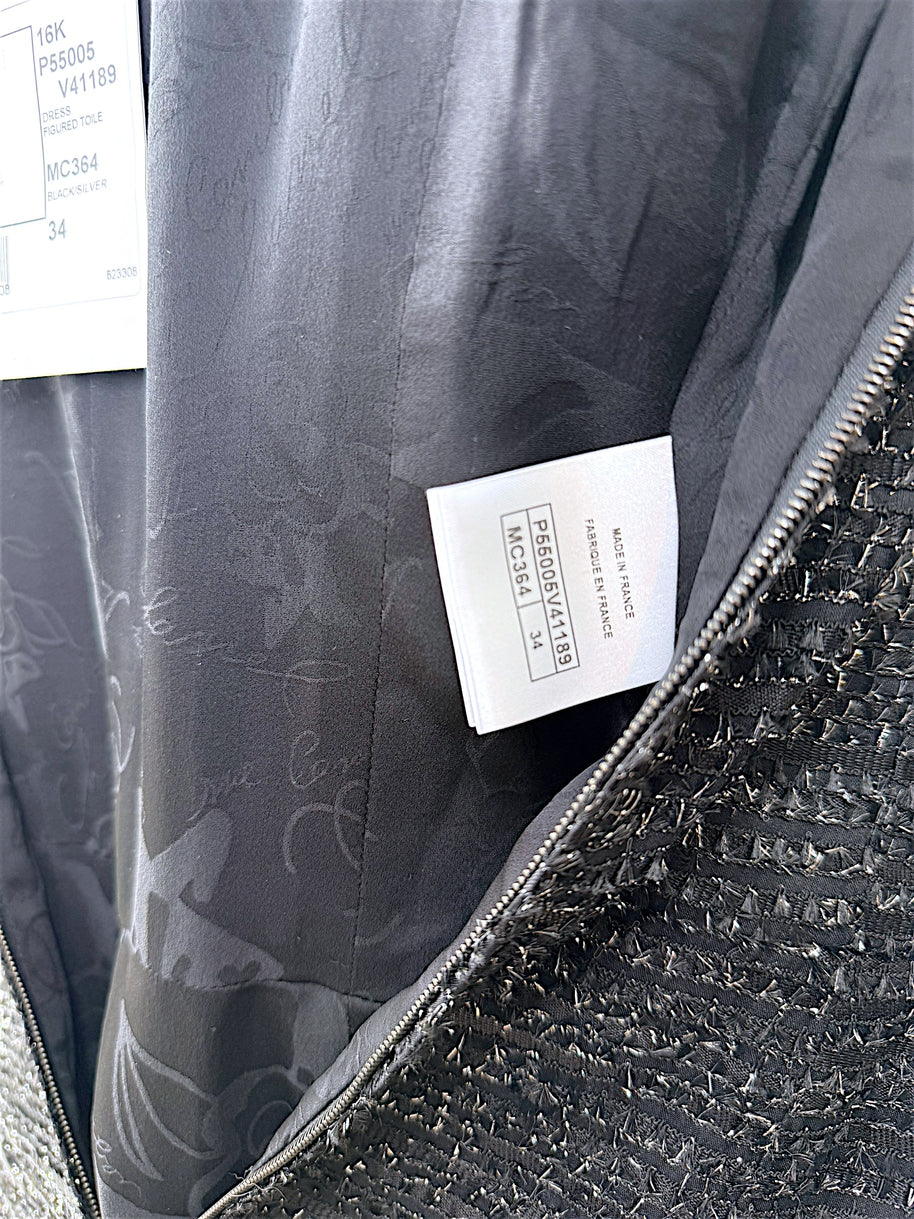 Chanel Runway Tweed Dress 2016K Look 80 Black Silver FR34 NWT