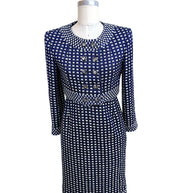 Chanel 2017 17P Tweed Jacket Dress Suit Set Navy FR34