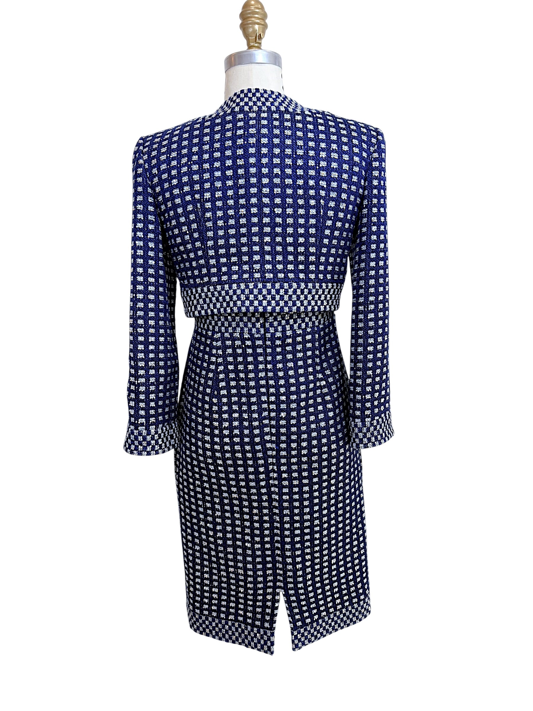 Chanel 2017 17P Tweed Jacket Dress Suit Set Navy FR34