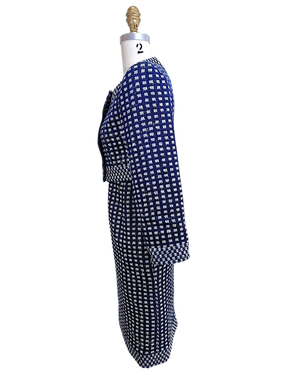 Chanel 2017 17P Tweed Jacket Dress Suit Set Navy FR34
