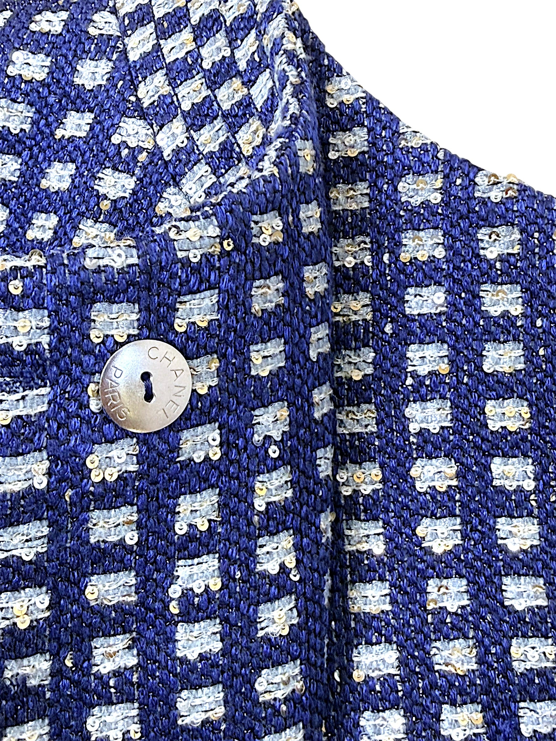 Chanel 2017 17P Tweed Jacket Dress Suit Set Navy FR34