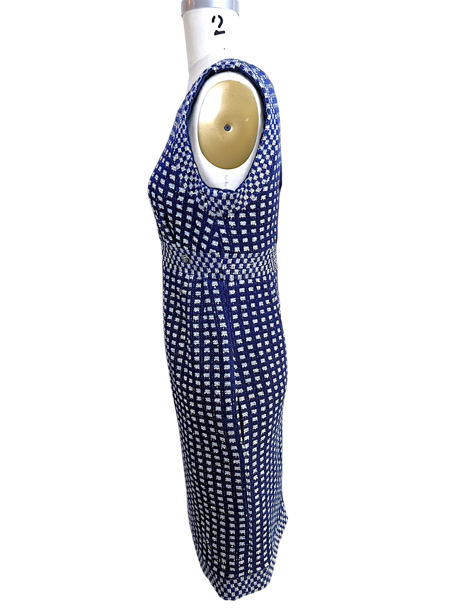 Chanel 2017 17P Tweed Jacket Dress Suit Set Navy FR34