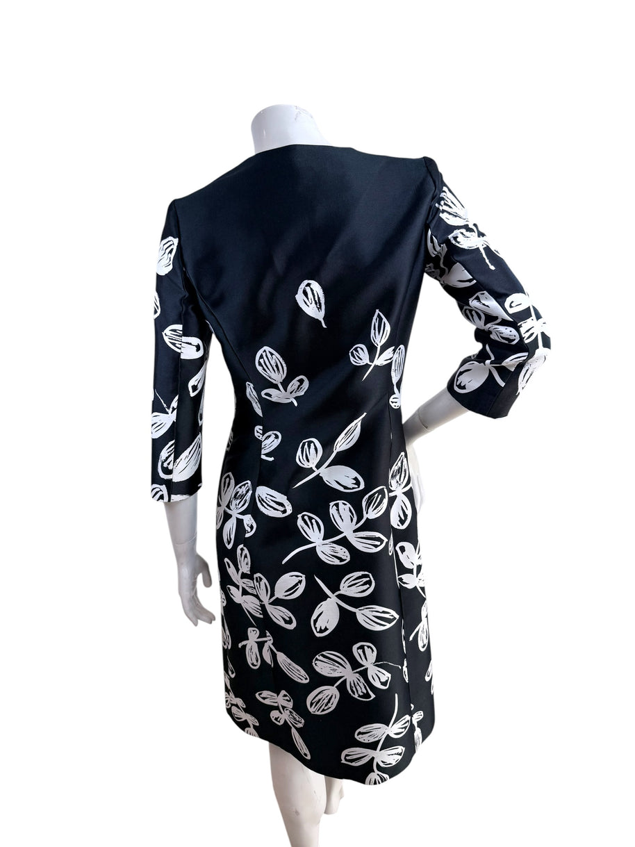 Oscar de la Renta Spring 2018 Leaf Print Coat Dress Silk Lined