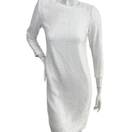 Chanel Spring 2018 Ivory Sequin Silk Lined Dress FR 34